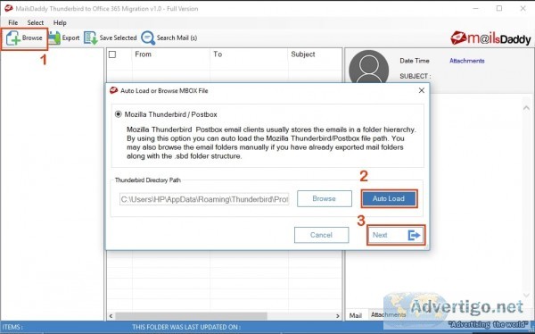 Mailsdaddy thunderbird to office 365 migration tool