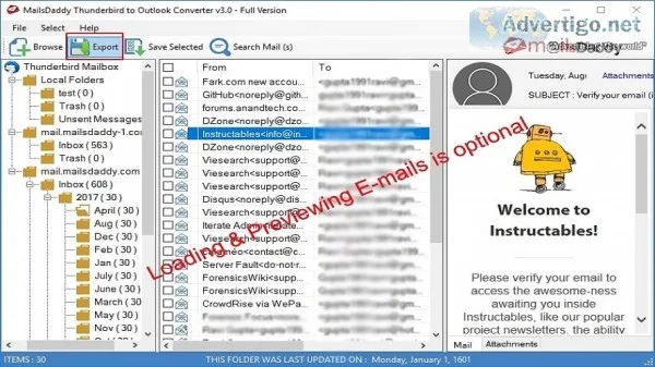 Mailsdaddy thunderbird to outlook converter