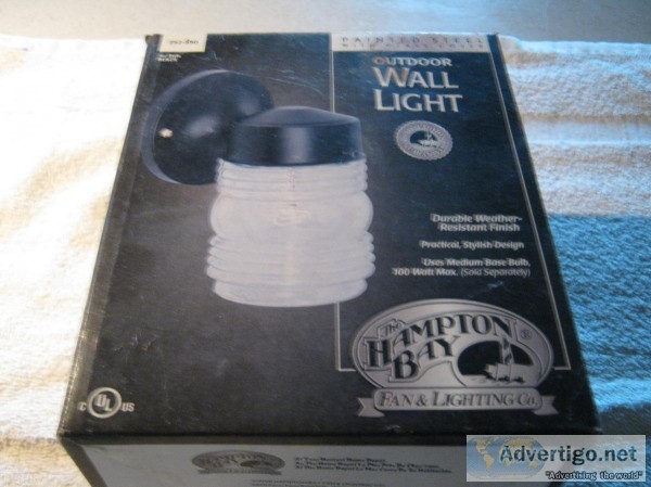 Two Hampton Bay Outdoor Wall Lights &ndash Black