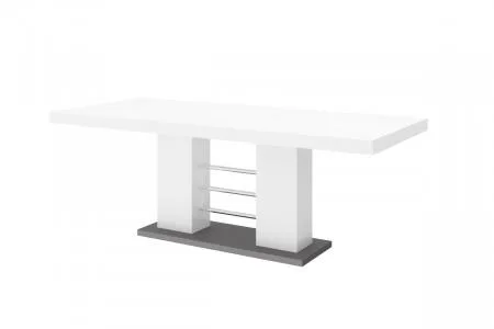 Jayden White High Gloss Extendable Dining Table Extends Twice