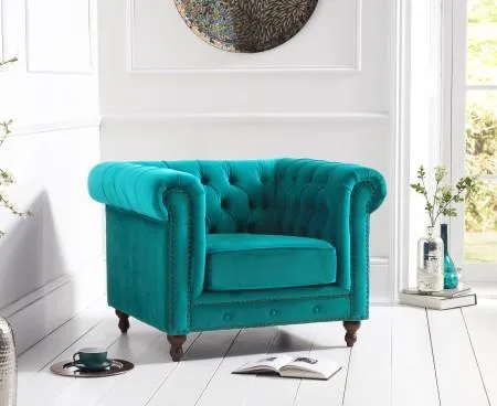 Madelyn plush fabric modern armchair in Teal  Living Room Set