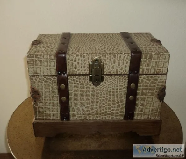 New -  Vintage Faux Crocodile Leather Trunk with Belted Leather 