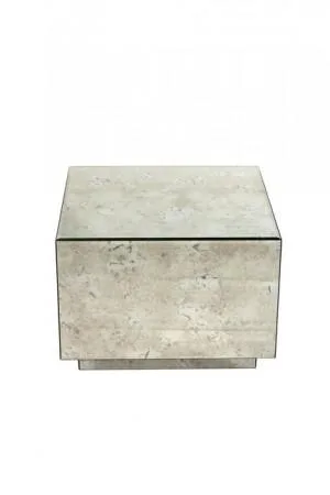 Alber Aged Mirror Antiqued Mirror Finish Side Table Square