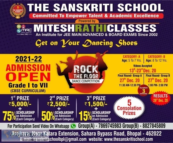 THE SANSKRITI SCHOOL BHOPAL - ADMISSION OPEN