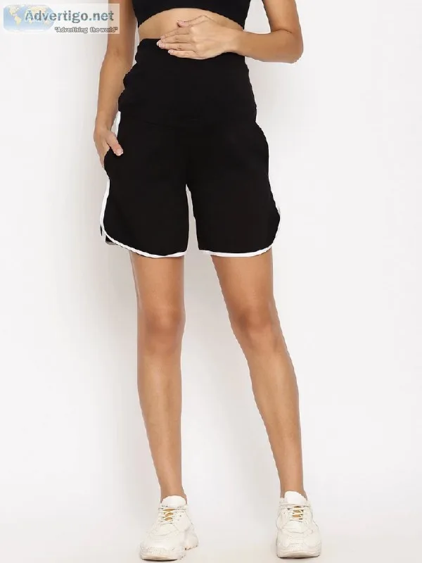 High-rise Summer Maternity Lounge Shorts - Black