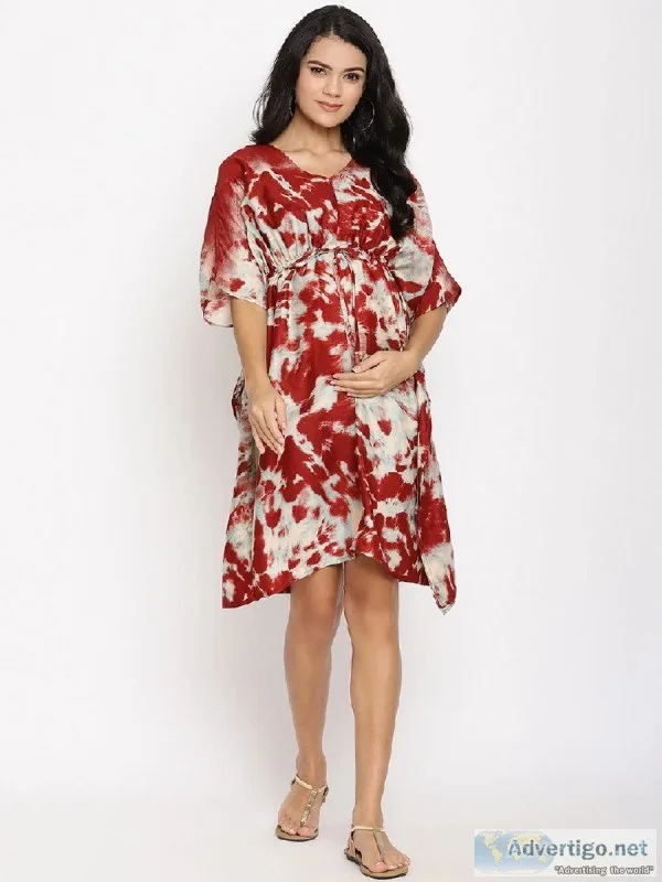 Nursing Friendly Cotton Maternity Kaftan Tunic with Zip