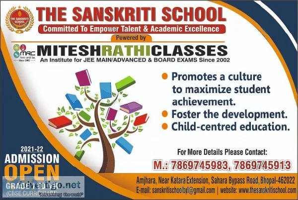 THE SANSKRITI SCHOOL BHOPAL - ADMISSION OPEN 2021-2022