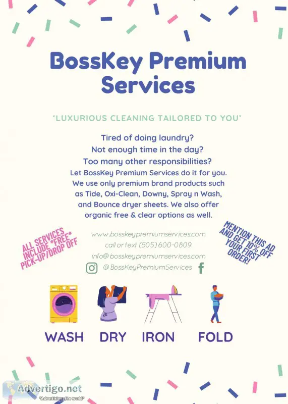 BossKey Premium Services (pickup and drop off laundry services)