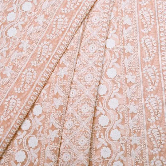 Blue Embroidered Fabric
