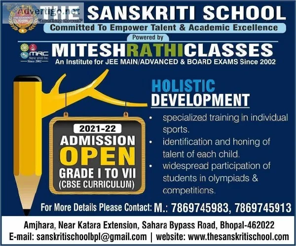 The Sanskriti School- Admission open for 2021-22