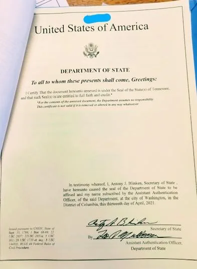 NYC FEDERAL AUTHENTICATION and APOSTILLE SERVICES