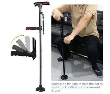 Telescopic Folding LED Walking Trusty Sticks Crutches for Elderl