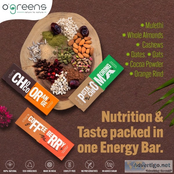 Healthy vegan bars from o green - return to nature