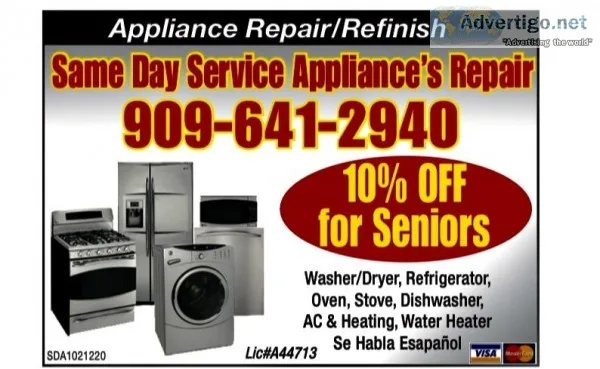 APPLIANCE REPAIROVENSTOVEWA SHER DRYERREFRIGERATOR