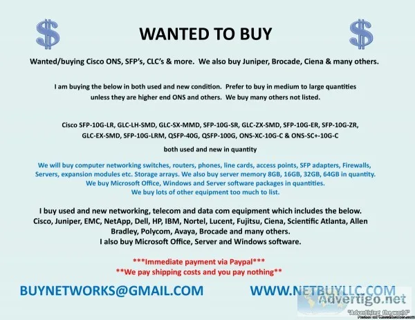  WE BUY  We BUY from all over the USA Canada and most of the wor