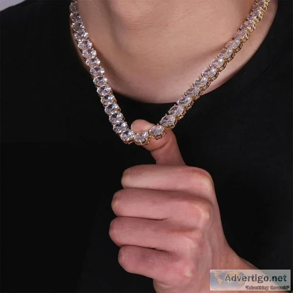 18k Yellow Gold Plated 10mm Round Cut Tennis Chain