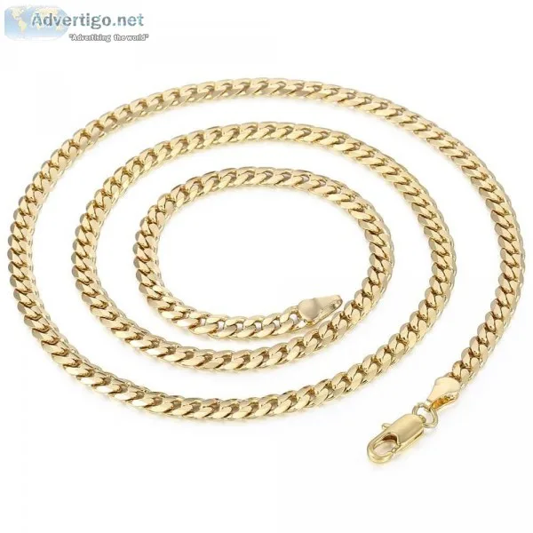 4.5mm 18k Yellow Gold Plated Cuban Link Chain