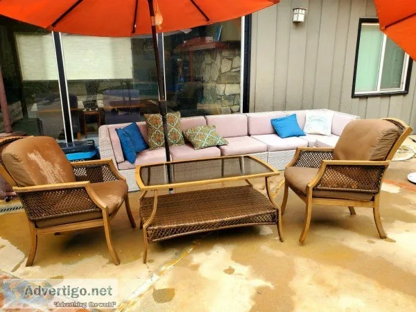 Outdoor Lounge Set - 2 Chairs Loveseat Table