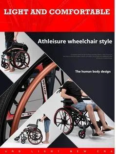 PU Soft Armrest Lightweight Manual Brake Folding Wheelchairs