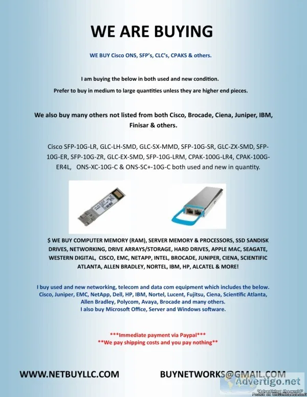  WE BUY  &gt&gt&gt&gt WE BUY USED AND NEW COMPUTER SERVERS NETWO