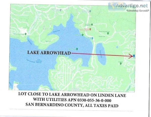 LOT NEAR LAKE ARROWHEAD LOCATED ON LINDEN LANE SAN BERNARDINO CO