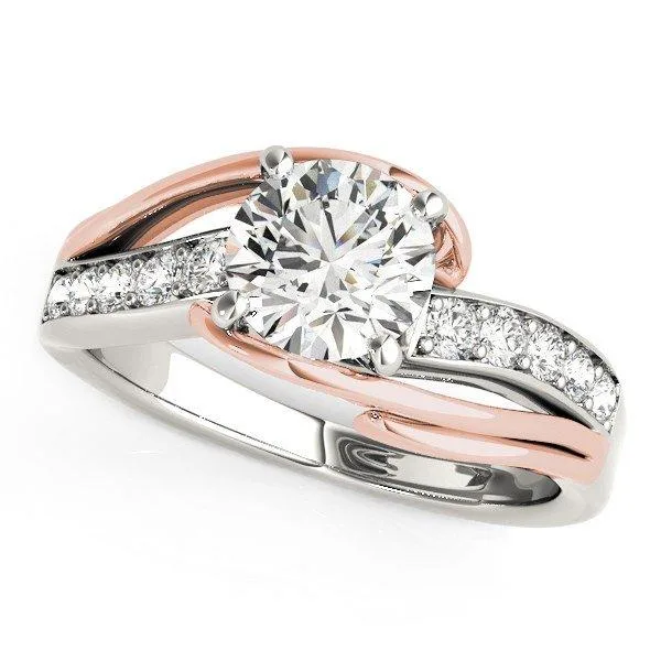 Buy 14k White And Rose Gold Bypass Shank Diamond Engagement Ring