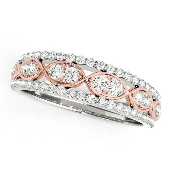 Buy 14k White And Rose Gold Double Diamond Infinity Design Band 