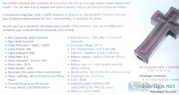Cross Necklace DVR Camera