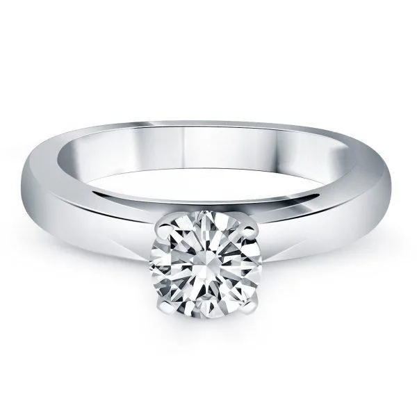 Buy 14k White Gold Classic Wide Band Cathedral Solitaire Engagem