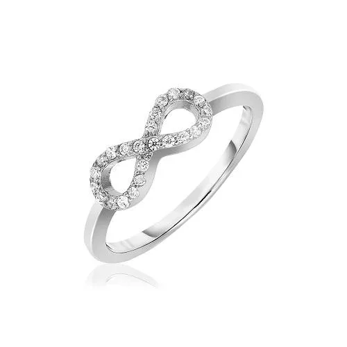 Buy Sterling Silver Infinity Symbol Ring with Cubic Zirconias No