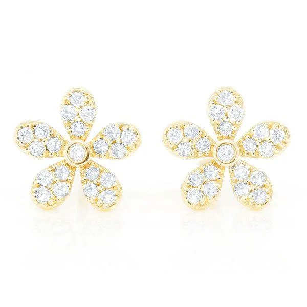 Flower Stud Earrings 14K 0.35ctw