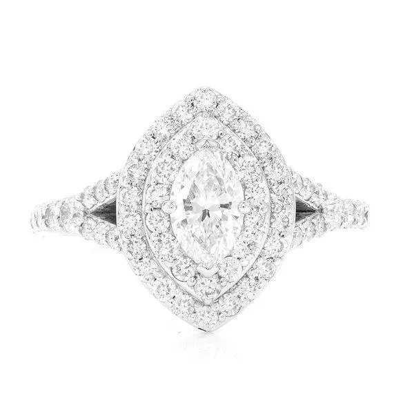 Marquise Double Halo Engagement Ring 14K 1.60ctw