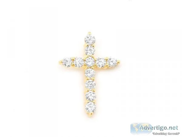 Hidden Bail Cross Pendant 14K 0.38ctw