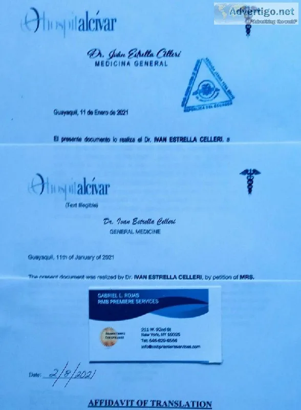 NYC SPANISH CERTIFIED TRANSLATION SERVICES (Available 7 Days a W