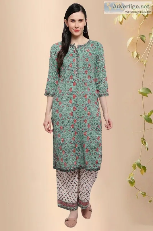 Padma Block Print Cotton Kurta - Rose Shree