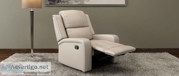 Buy Jameson Manual Grey leather 1 Seater Recliner Sofa Online in
