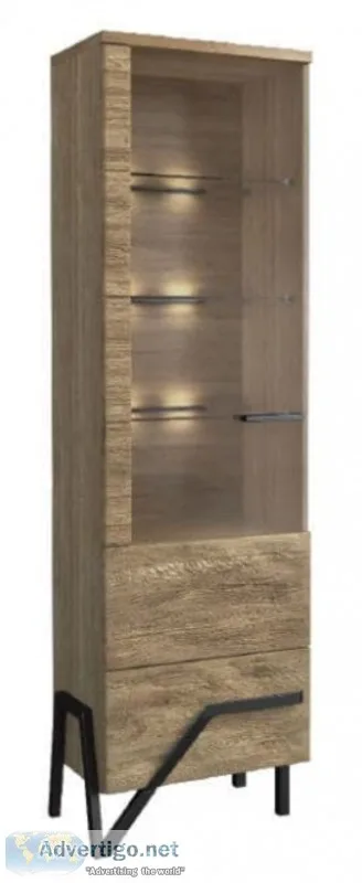 Apika Solid Oak Wooden Assembled Display Cabinet