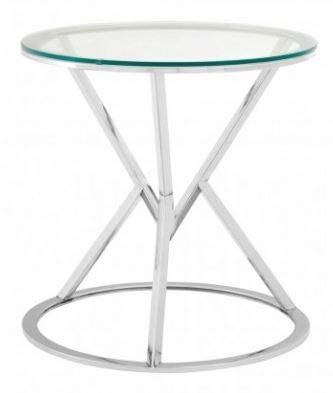 Monroe Clear Glass And Stainless Steel Round Side End Table