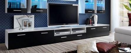 Dominica White And Black High Gloss TV Stand 300cm