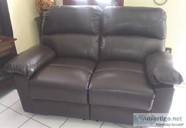 Bonded Leather Brown Reclining Love Seat