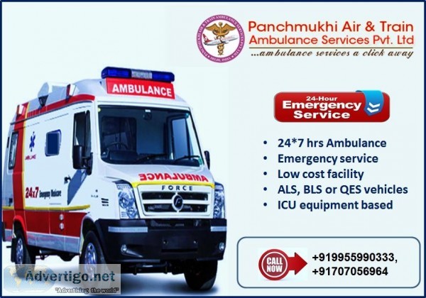 Fast Roadway Ambulance Service in Kirti Nagar by Panchmukhi.