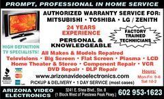 TV repairSTEREO repairLEDLCDPlasm aDLPsurround