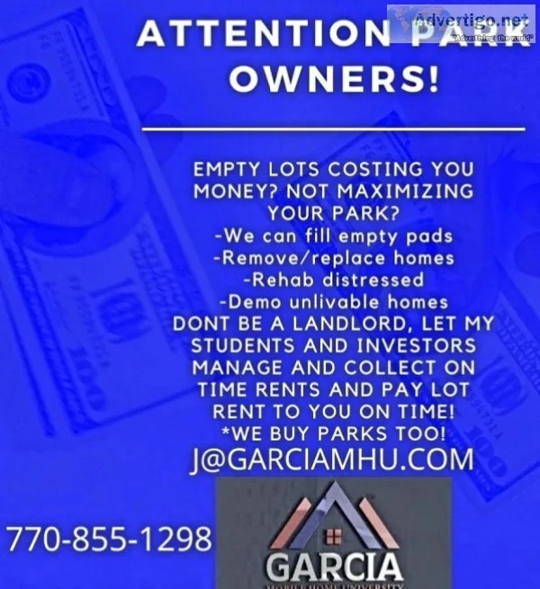 Park services mobile homes