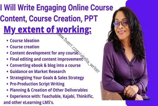 I will write engaging online course content course creation PPT
