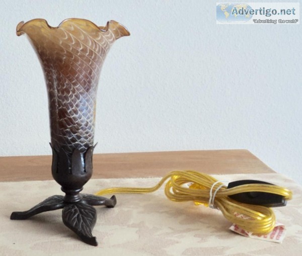 New - Vintage Frosted Amber Glass Lamp