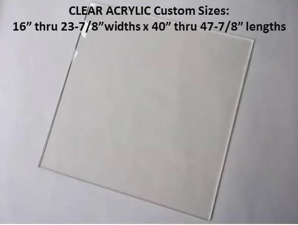 WINDOW CLEAR ACRYLIC LENSES-.118G- FROM 16&quot- 23-78&quot WIDT