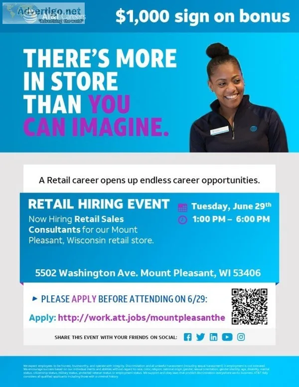 ATandT RETAIL HIRING EVENT - Mount Pleasant MI