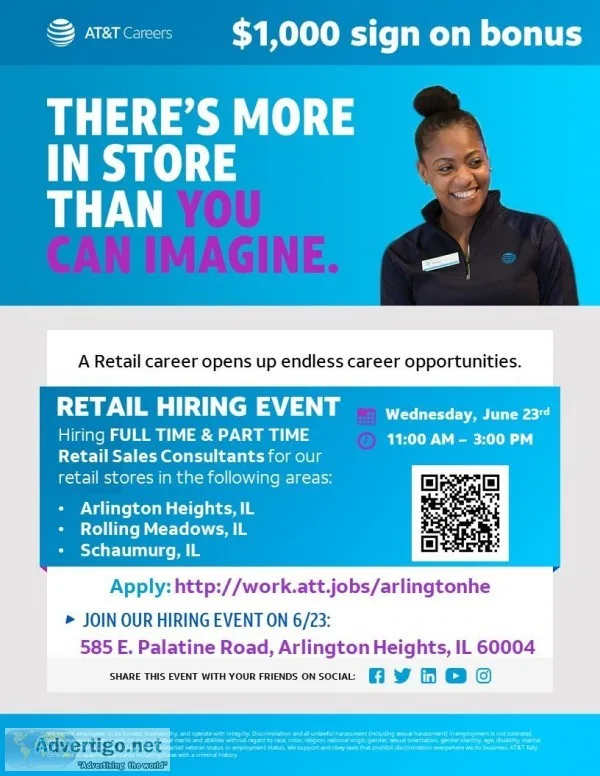 ATandT RETAIL HIRING EVENT - Arlington Heights IL