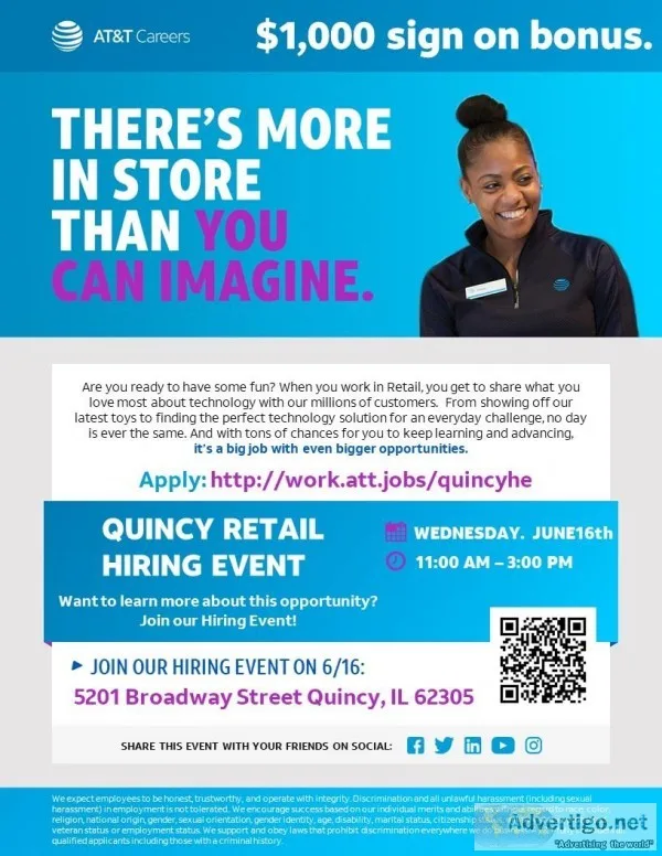 ATandT QUINCY RETAIL HIRING EVENT