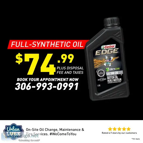 Full Synthetic Oil Change at 74.99 in Regina